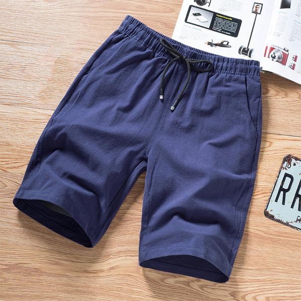 

2019 summer beach men's casual cotton solid loose belt drawstring elastic waist beach sports shorts pants pluessize l4151, White;black