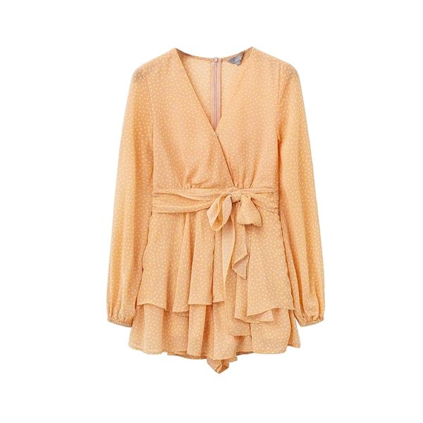 

2021 new chiffon jumpsuits women's lace long sleeve overalls casual playsuits break 09xw, Black;white