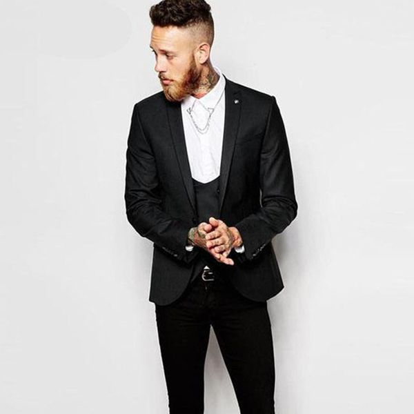 

men suits black notched lapel wedding suits for mens jacket bridegroom custom made slim fit casual tuxedo evening dress man blazer prom, Black;gray