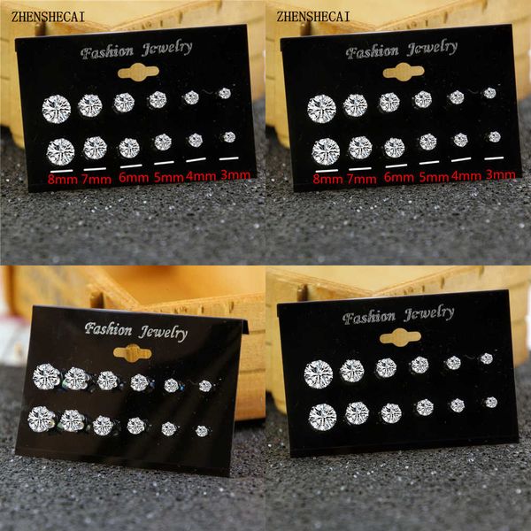 

pairs/pack mixed 6 earrings for stud brincos women crystal ear studs fashion simulated pearl jewelry wholesale e022, Golden;silver