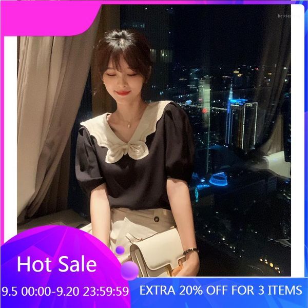 

mishow 2020 summer blouses for women sweet sailor collar short fashion puff sleeve female clothing mx20b42811, White