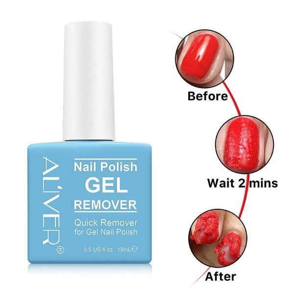 

15ml nail gel polish burst remover soak off polish gel cleaner remove nail cleaner varnish tool d2c4, Red;pink