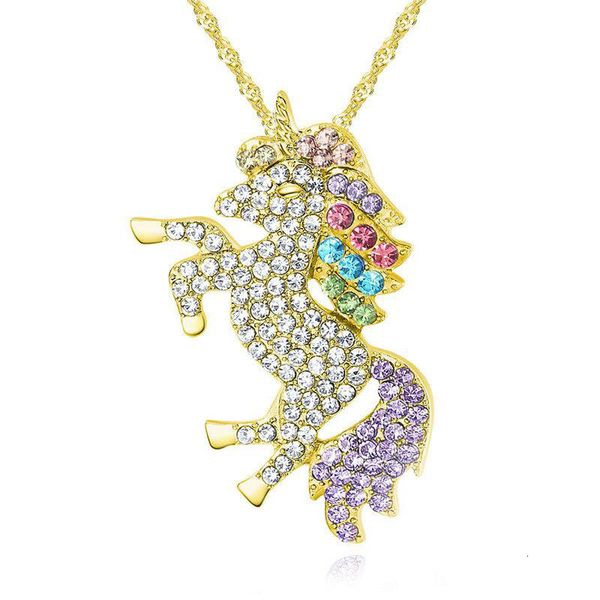 

xmplcrystal necklace silver gold diamond animal unicorn pendant women necklaces fashion jewlery will and sandy giftuari