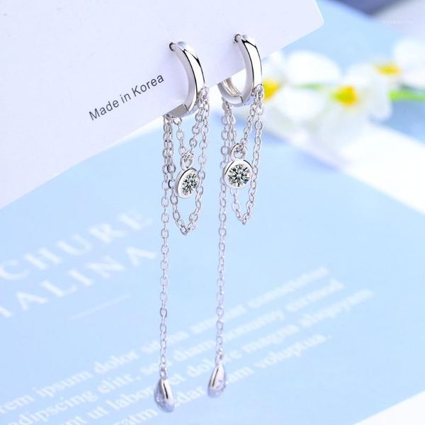 

1 pair elegant long tassel chain hoop earrings for women girl handmade water drop shape earring party ear jewelry gifts1, Golden;silver