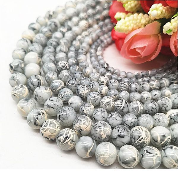 

wholesale 4/6/8/10mm pull white silk glass beads loose spacer beads painted charm for jewellery making diy bracelet&neck qylxdz