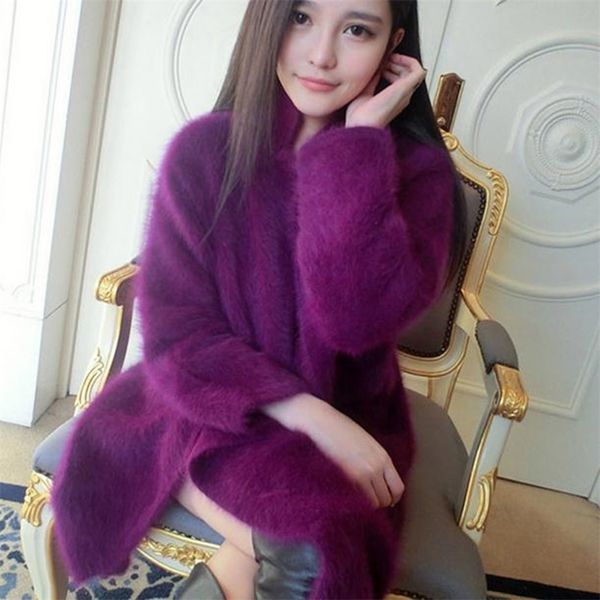 Outono e inverno novo coreano boutique mink cashmere cardigan camisola feminino longo casaco espessado frete grátis JN227 201111