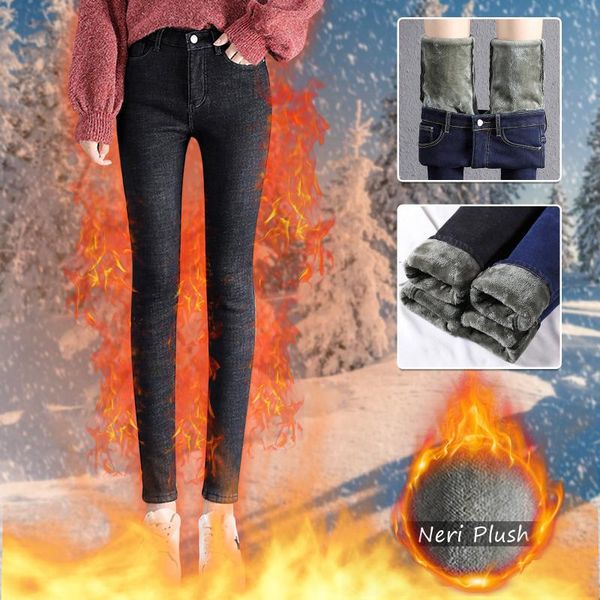 

women's winter leggings plus size plus velvet trousers elastic high waist pants fashion warm solid pants fleece leggings b16, Blue