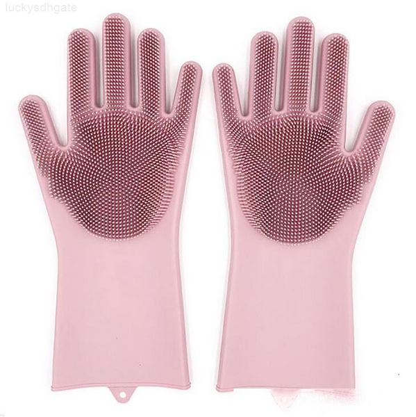

household 2pcs/pair magic washing brush silicone glove resuable scrubber anti scald dishwashing gloves kitchen bed bathr
