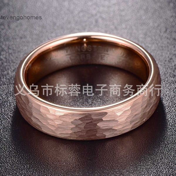 

wide rose gold faceted tungsten steel ring 6mm, Silver