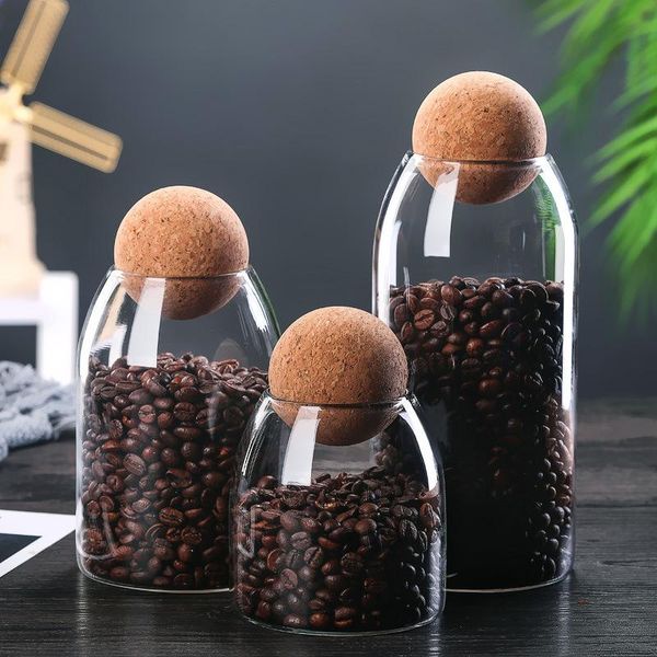 

storage bottles & jars glass bottle containers borosilicate transparent lead-sealed can coffee tank grains creative round cork