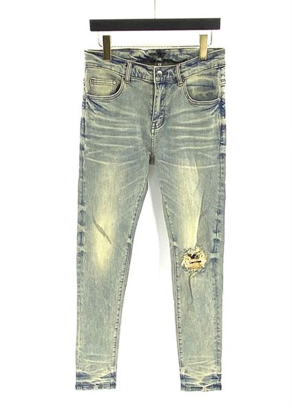 

new luxury designer mens jeans slim-leg holes washed vintage denim male skinny slim-leg pants classic hip hop sold trousers size 29-38, Blue
