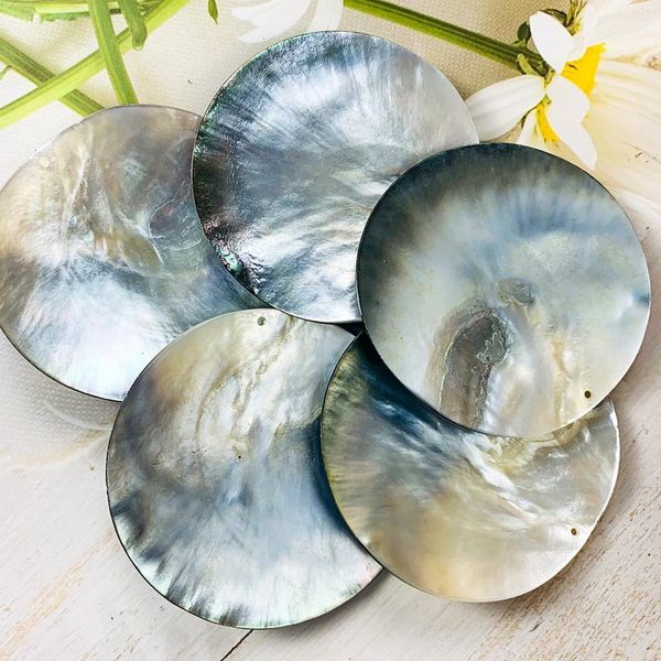 

2pcs natural shell round disc seashells beads mother of pearl shell charms for earring necklace diy jewelry making diameter 65mm h wmtebk