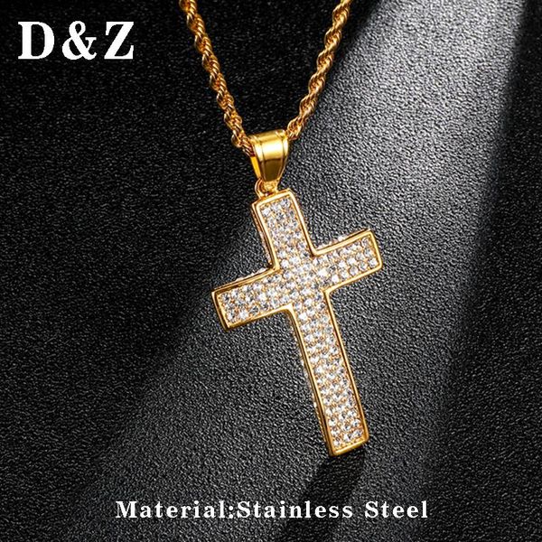 

pendant necklaces d&z simple gold color cross crucifix pendants for male stainless steel jewelry street accessories, Silver