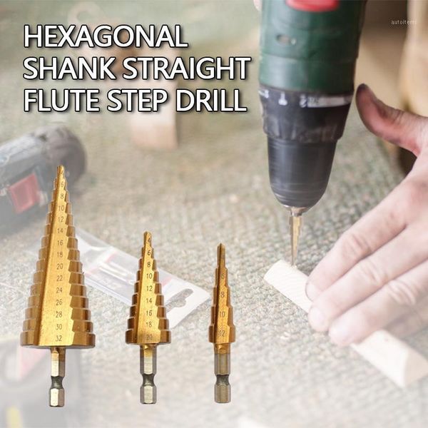 

3pcs pagoda drill hexagon screw drill hss power tools spiral grooved metal steel step bit 4-12 4-20 4-321
