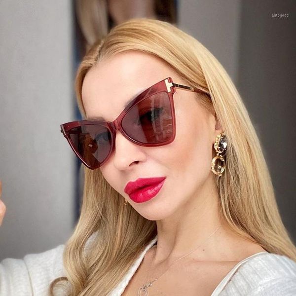 

sunglasses qpeclou 2021 fashion oversized cat eye women brand designer t sun glasses female colorful shades1, White;black