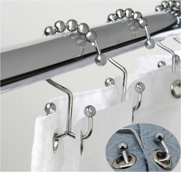 

bath curtain rollerball shower curtain rings hooks 3 roller polished satin nickel ball curtain accessories bathroom sho sqcbkj