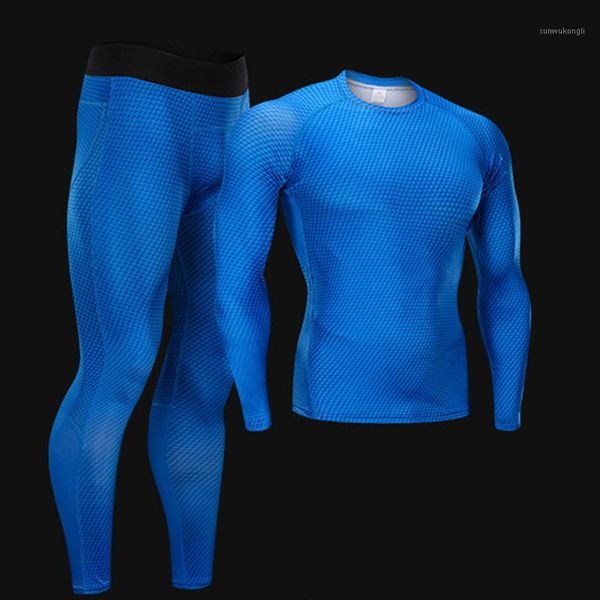 

running jerseys men's compression suit fitness quick-drying training t-shirt tights sweatpants rashgard kit jogging suits union suit1, Black;blue