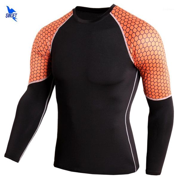 

running jerseys 2021 mens compression shirts skin tights long sleeve rashguard crossfit exercise workout fitness sportswear 1, Black;blue