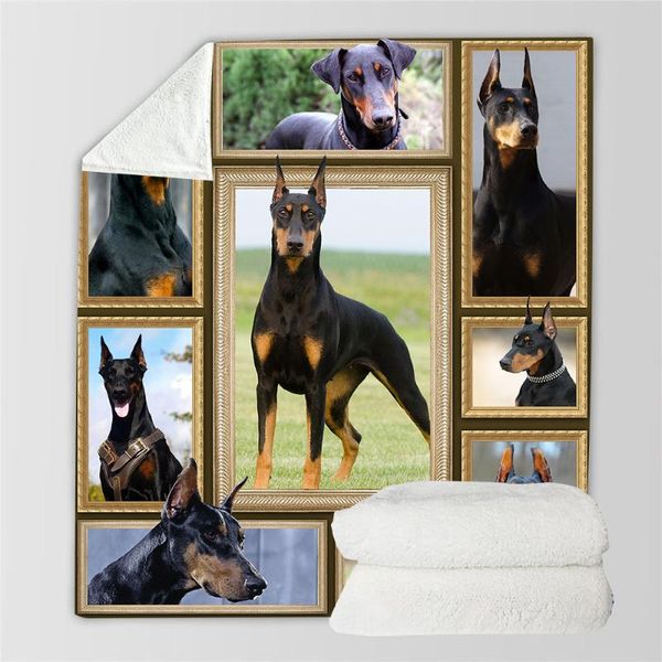 

blankets dobermann 3d printed fleece blanket for beds hiking picnic thick fashionable bedspread sherpa throw