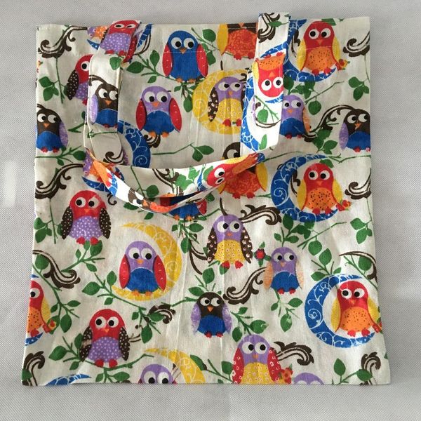 

yile handmade хлопковое белье эко многоразовая сумка для плеча покупок tote красочные совы луна jr621 новый h jllxae