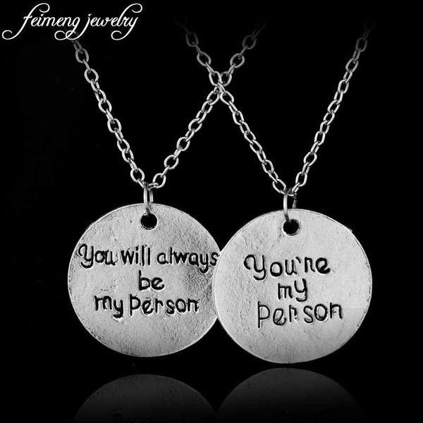

pendant necklaces greys anatomy quote necklace your're my person letters statement friendship jewelry for friend gifts, Silver