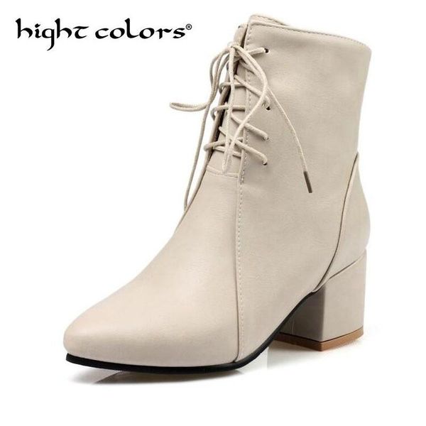 

boots 2021 spring autumn style women fashion med hells shoes short black yellow beige size 34~43