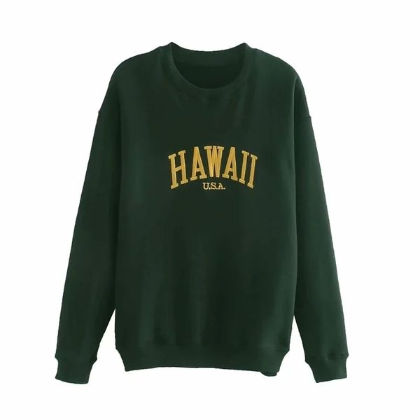 

women embroidery letters front oversized sweatshirt in dark green 201203, Black