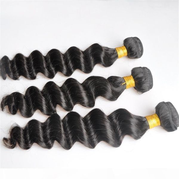 

indian virgin human hair loose deep wave unprocessed remy hair weaves double wefts 100g bundle 2bundle lot can be dyed bleached, Black