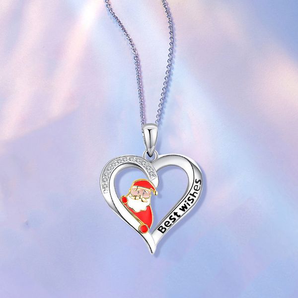

christmas gifts accessories wholesale jewelry fashion gift women santa love pendant necklace jewelry women, Silver