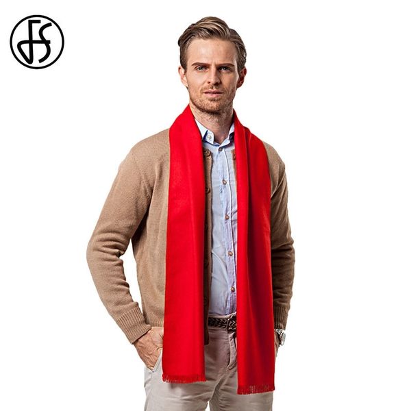 

fs european solid color men red scarf brand designer style wool soft cashmere scarves cachecol masculino inverno winter shawls y201007, Blue;gray