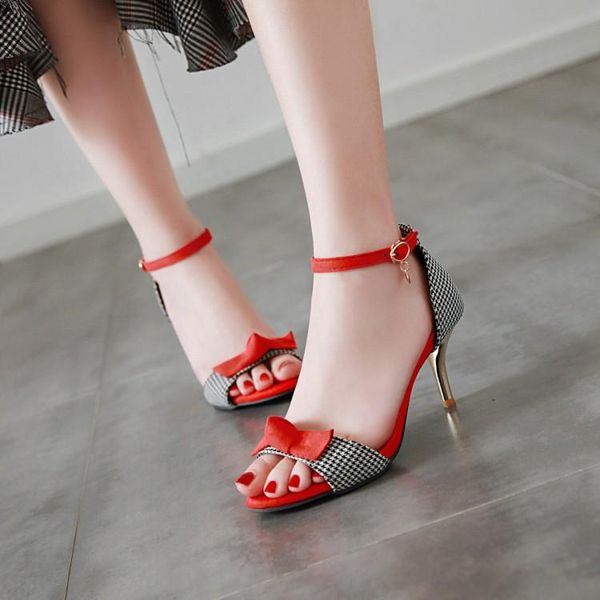 

big size high heels sandals women shoes woman summer ladies blue patchwork high heeled sandals, Black