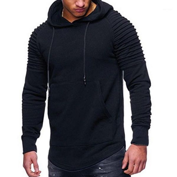 

hoodie streetwear clothing men hoodies fit slim long sleeve sweatshirts pocket nice pleated men autumn fashion pullover1, Black