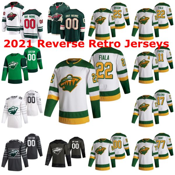 

minnesota wild 2021 reverse retro jerseys gabriel dumont jersey joel eriksson ek kevin fiala marcus foligno nino niederreiter custom stitch, Black;red
