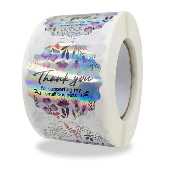 

500pcs 1.5inch roll thank you for supporting my small business handmade round flower adhesive stickers label baking gift decoration
