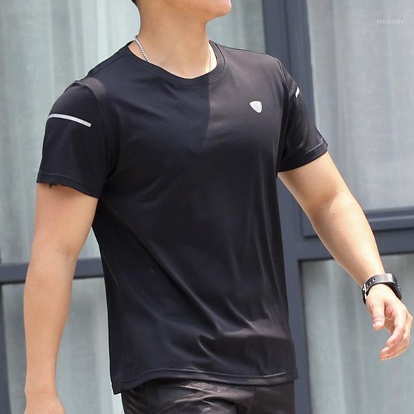

running jerseys h men elastic short sleeve t-shirt casual quick drying tee fitness apparel sportswear for basketball summer*1, Black;blue