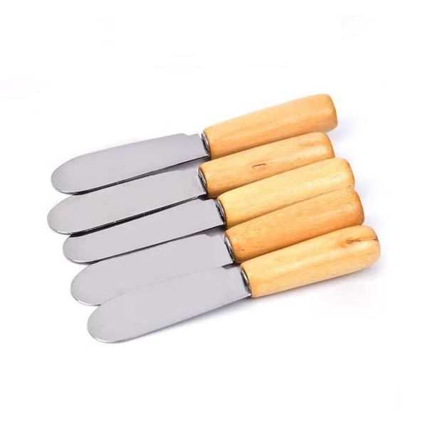 

100pcs butter scraper toast scraper kitchen tool stainless steel wooden handle butter knife cheese dessert jam sprea sqcntp bbgargden
