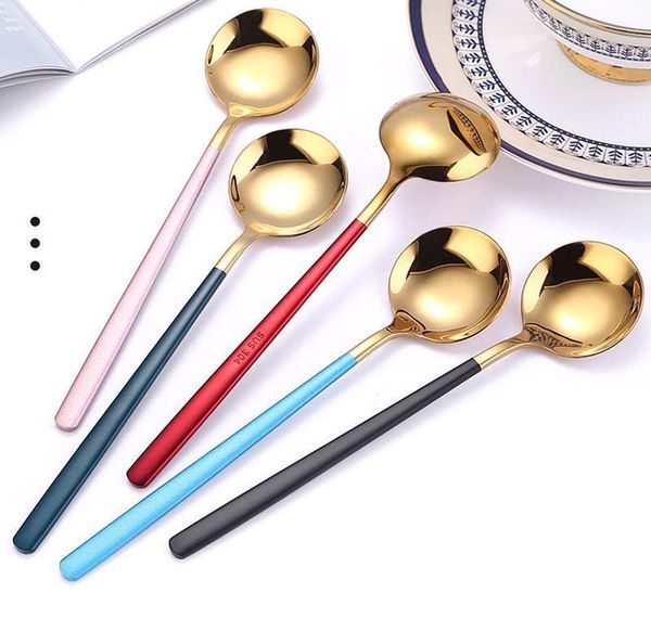 

304 stainless steel spoon household round spoon creative dessert coffee stirring spoons feeding spoon dinnerware set jllgyx trustbde