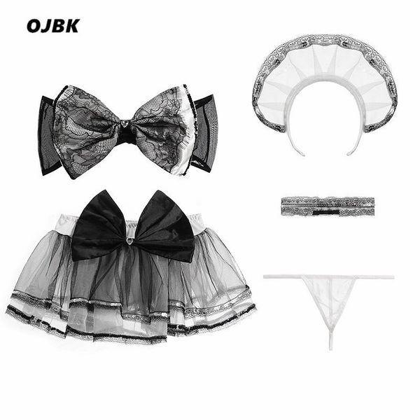

maid uniform cosply costumes role play women lingerie underwear lovely female white lace erotic suit, Red;black