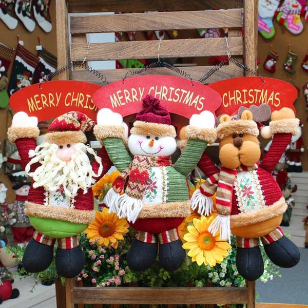 

christmas decorations fabric wreath hanging pendant gifts santa snowman hang the door party decor home decor1