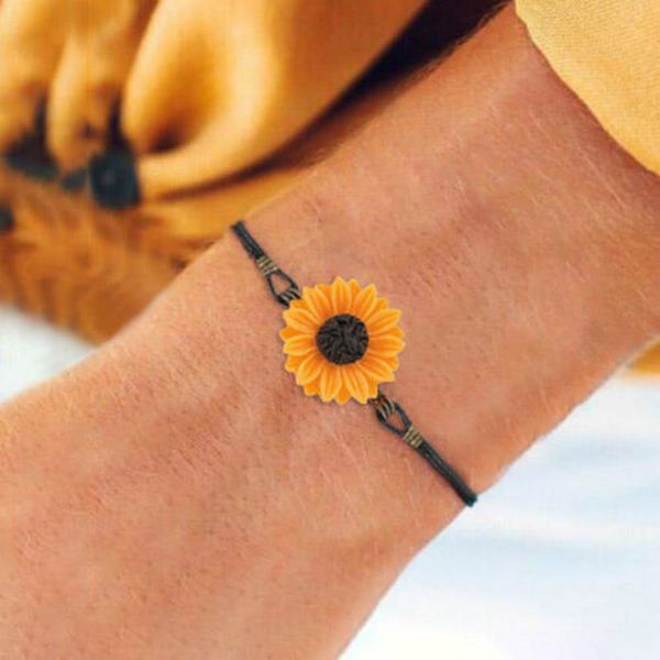 

women sunflower bracelet creative rope chain bracelets fashion jewelry trendy metal bransoletka, Golden;silver