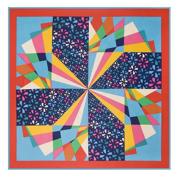 

scarves 100cm geometric winter scarf square women fashion design kerchief handkerchief windmill for lady, Blue;gray