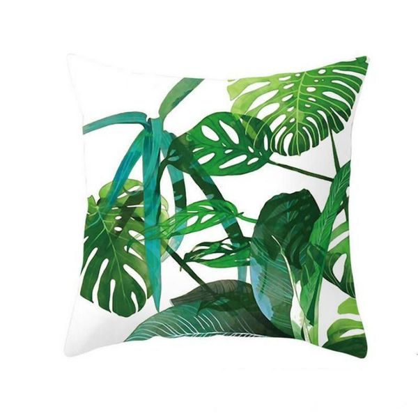 

leaf leaves tropical green plants monstera palm covers hibiscus flower cushion cover decorative case without pillow