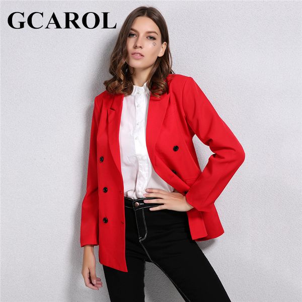 

gcarol new arrival spring autumn women blazer double-breasted button notched collar ol work office suits outwear 201201, White;black
