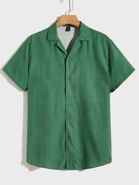 

men allover print button front shirt q7qc#, White;black