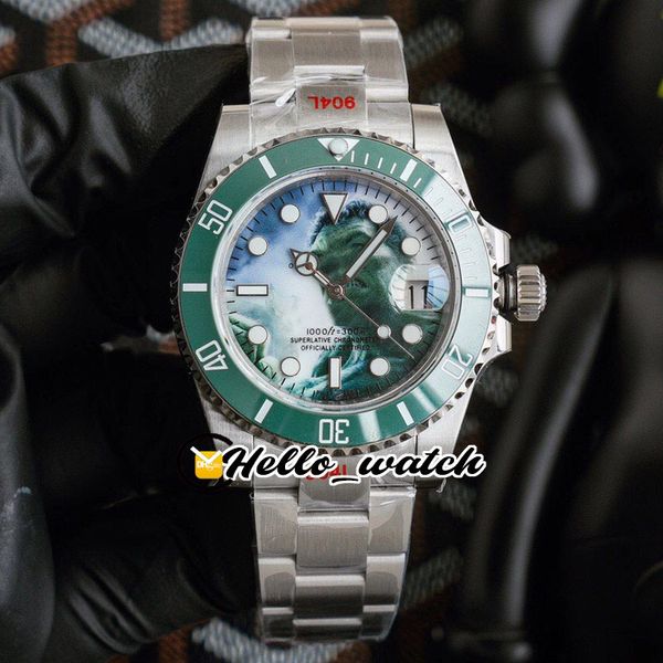 

n2 new blaken 116610 hulk 3d enamel green dial 116610lv a2824 automatic mens watch green ceramics bezel 904l steel hwrx watches hello_watch, Slivery;brown