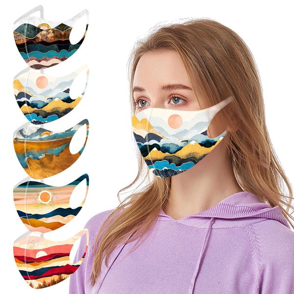 

landscape print windproof face mask printing fabric mask protective pm 2.5 mouth muffle dust washable reusable mask bbymed