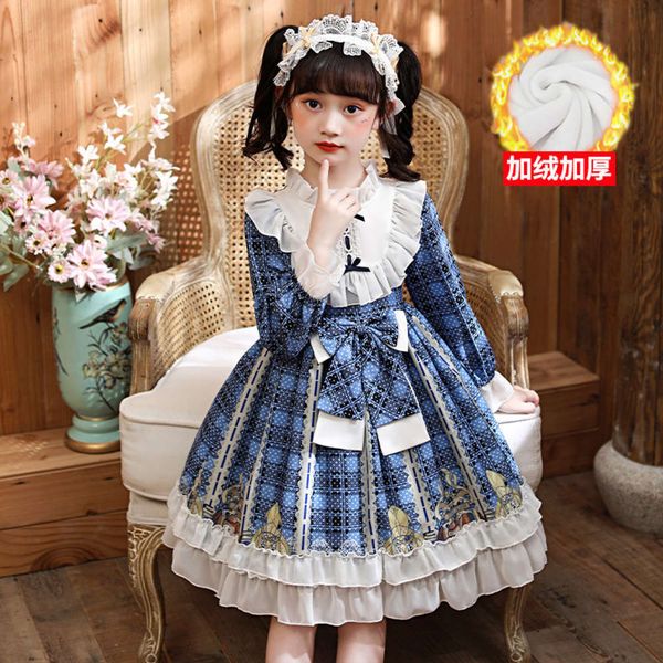 

winter girls' autumn drs princs skirt children's lolita set, Red;yellow