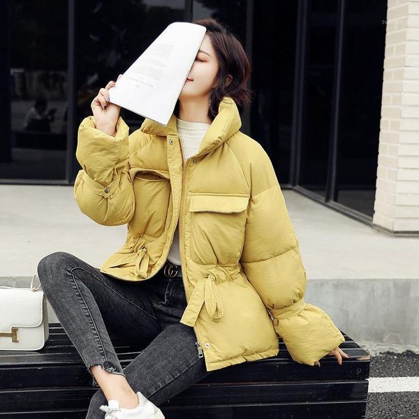 

winter women parkas coat 2020 thicken warm turn-down collar padded jackets female solid colorful styled outwear snow jacket new1, Black