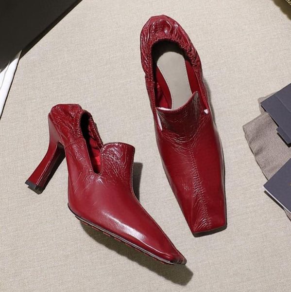 

fashion women shoes pumps with plain toes wax pleated witch thin heels party, Black