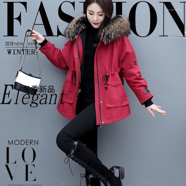 

faux fur coats women long sleeve hooded neck zipper button plus size casual female outwear warm down jacket thick parkas1, Black